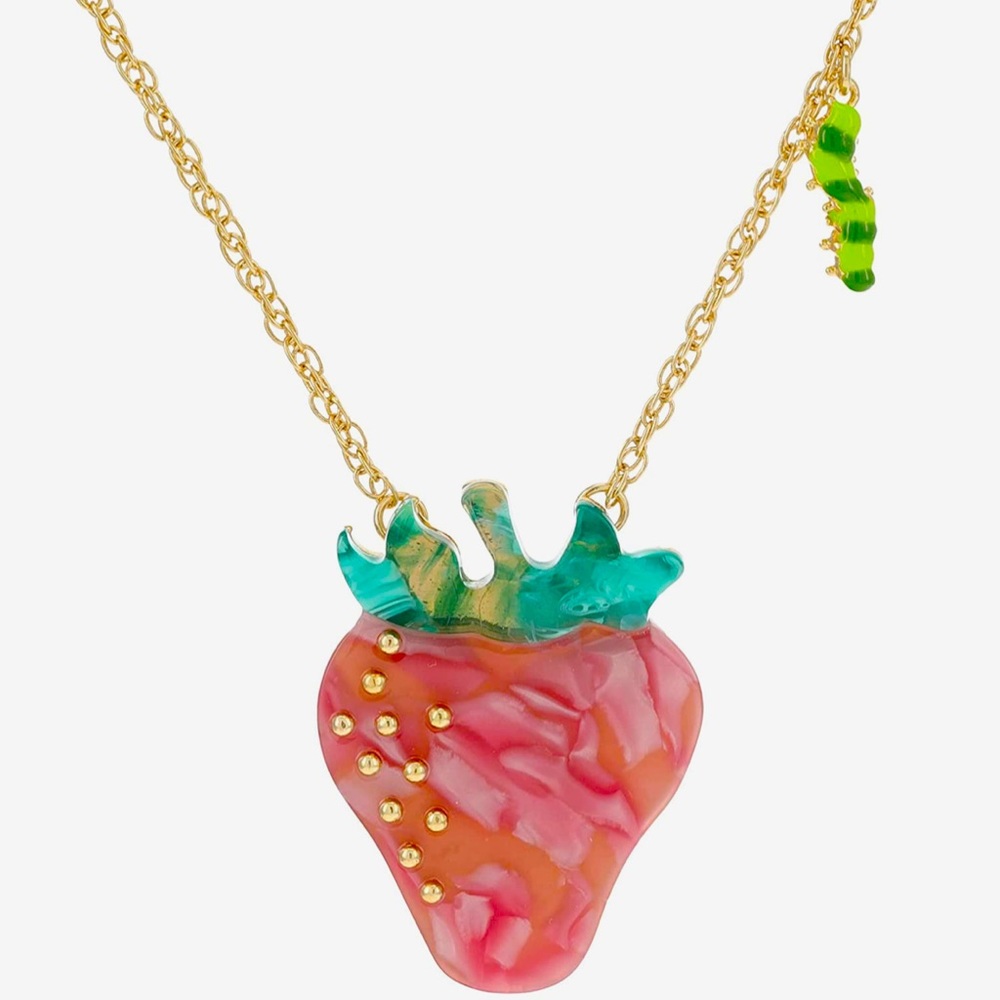 New Betsey Johnson ENCHANTED STRAWBERRY PENDANT RED